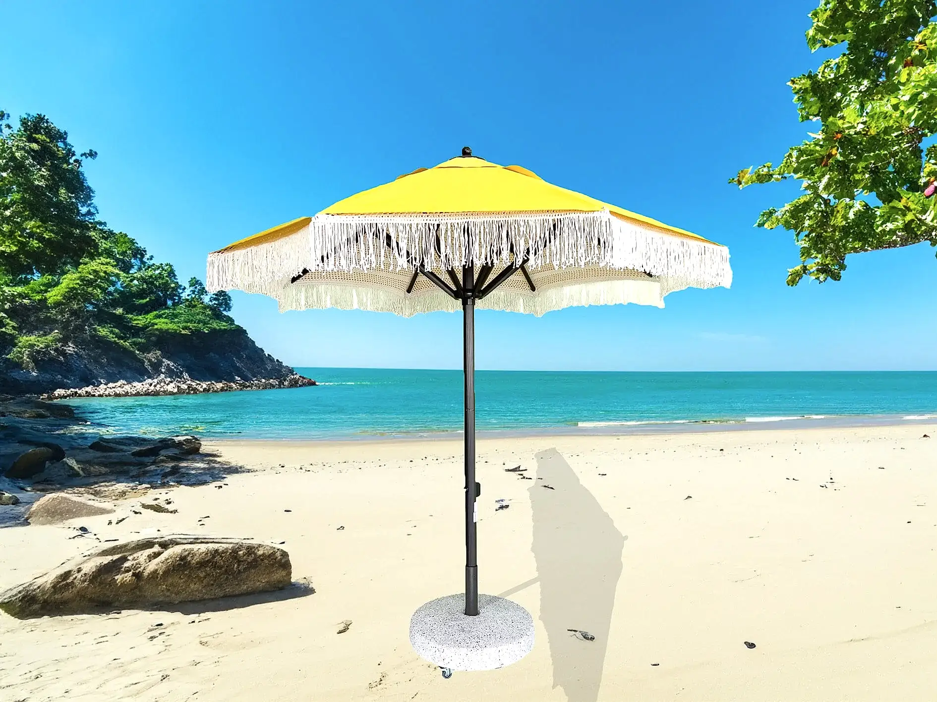 komorebi alüminyum gövdeli makrome bahçe şemsiyesi