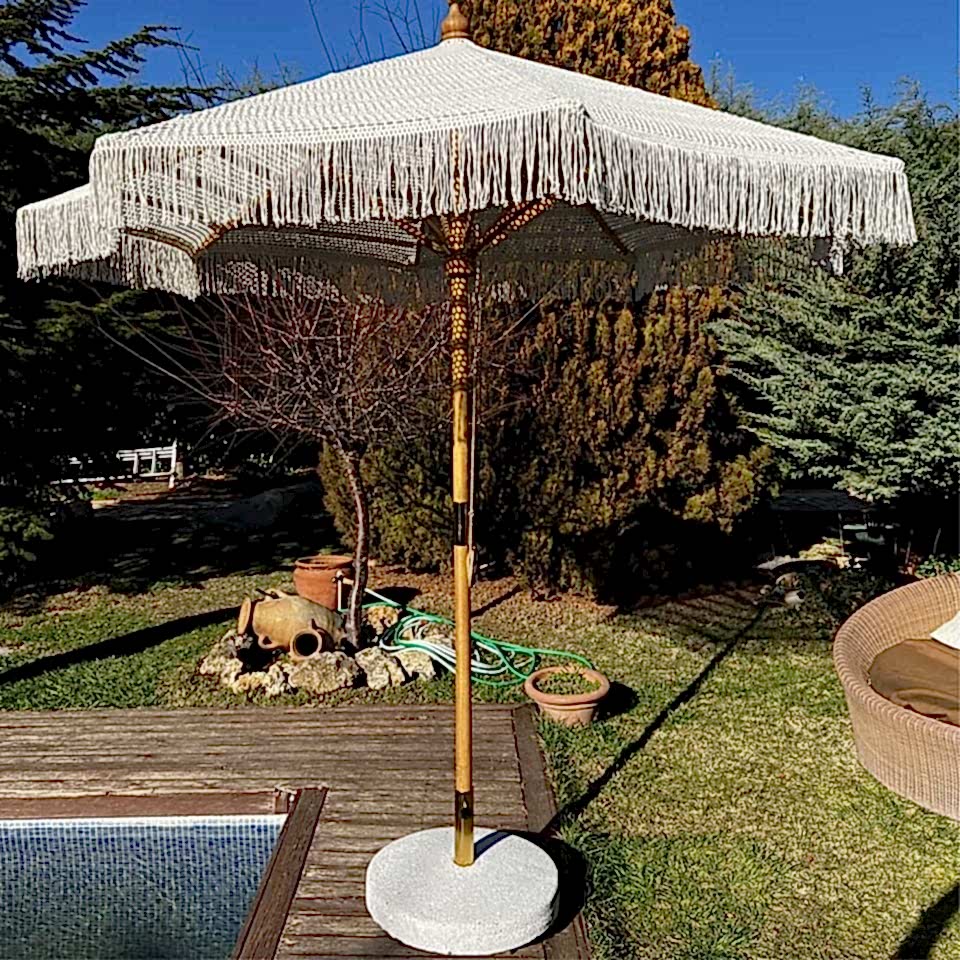 2.5 Mt Ahşap Makrome Bahçe Şemsiyesi