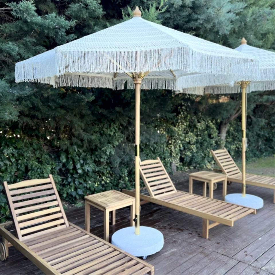 2.5 Mt Ahşap Makrome Bahçe Şemsiyesi