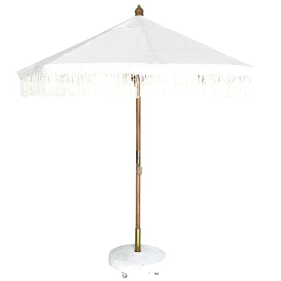 2,5m Yuvarlak Saçaklı Ahşap Makrome Bahçe Şemsiyesi