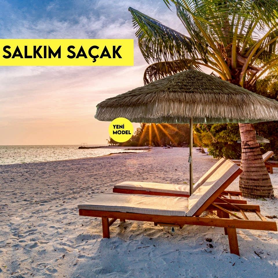 2.5 Metre Yuvarlak İroco Ahşap Gövdeli Bohem Saz Şemsiye