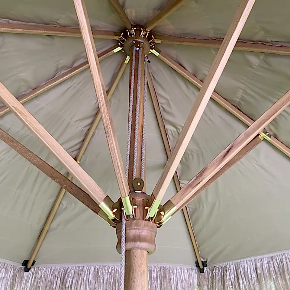 2.5 Metre Yuvarlak İroco Ahşap Gövdeli Bohem Saz Şemsiye