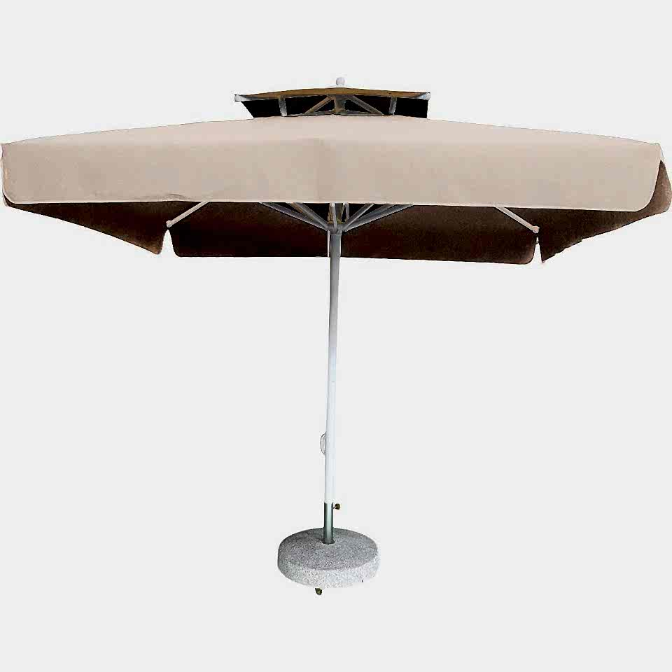 3x3 İpli Saçaklı Bahçe Şemsiyesi Polyester Dokuma Kumaş Krem Rengi