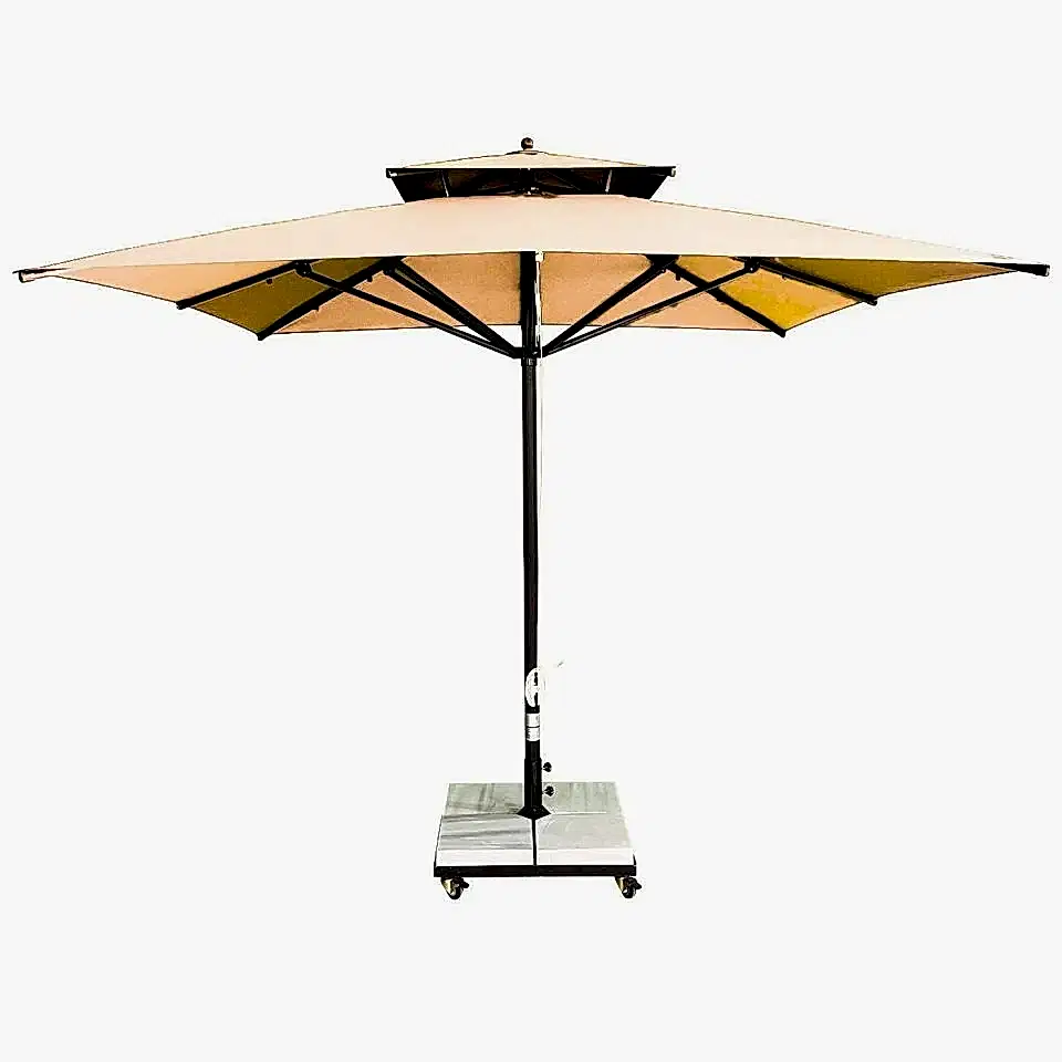 3x3 İpli Saçaksız Bahçe Şemsiyesi Polyester Dokuma Kumaş Krem