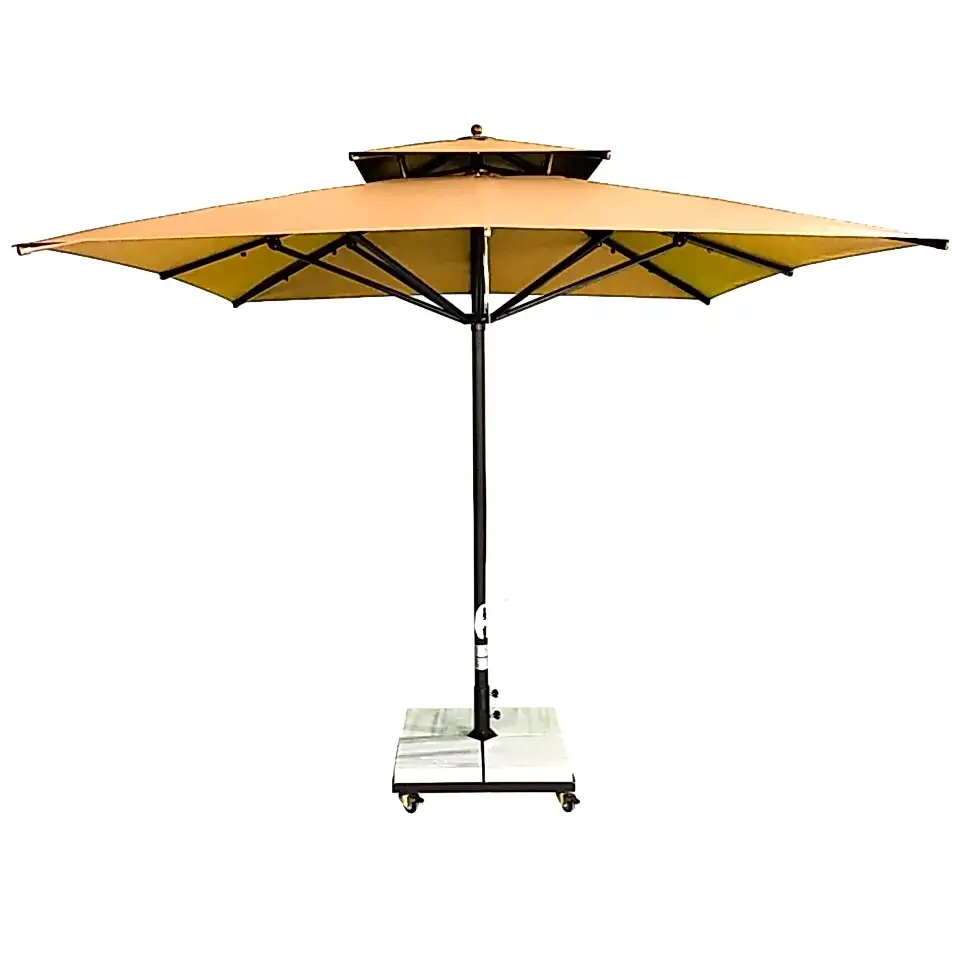 3x3 İpli Saçaksız Bahçe Şemsiyesi Polyester Dokuma Kumaş Nohut