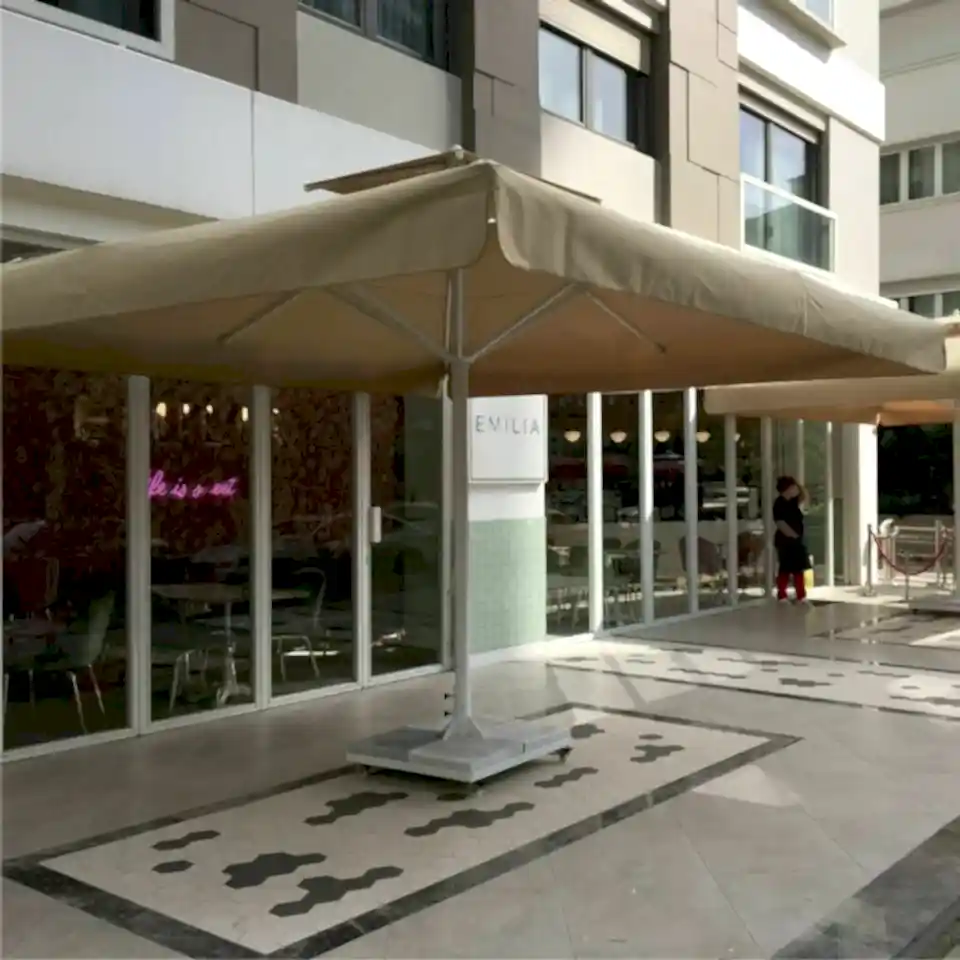 3,5x3,5 Teleskopik Eko Model Şemsiye Saçaklı Polyester Dokuma Kumaş Gri