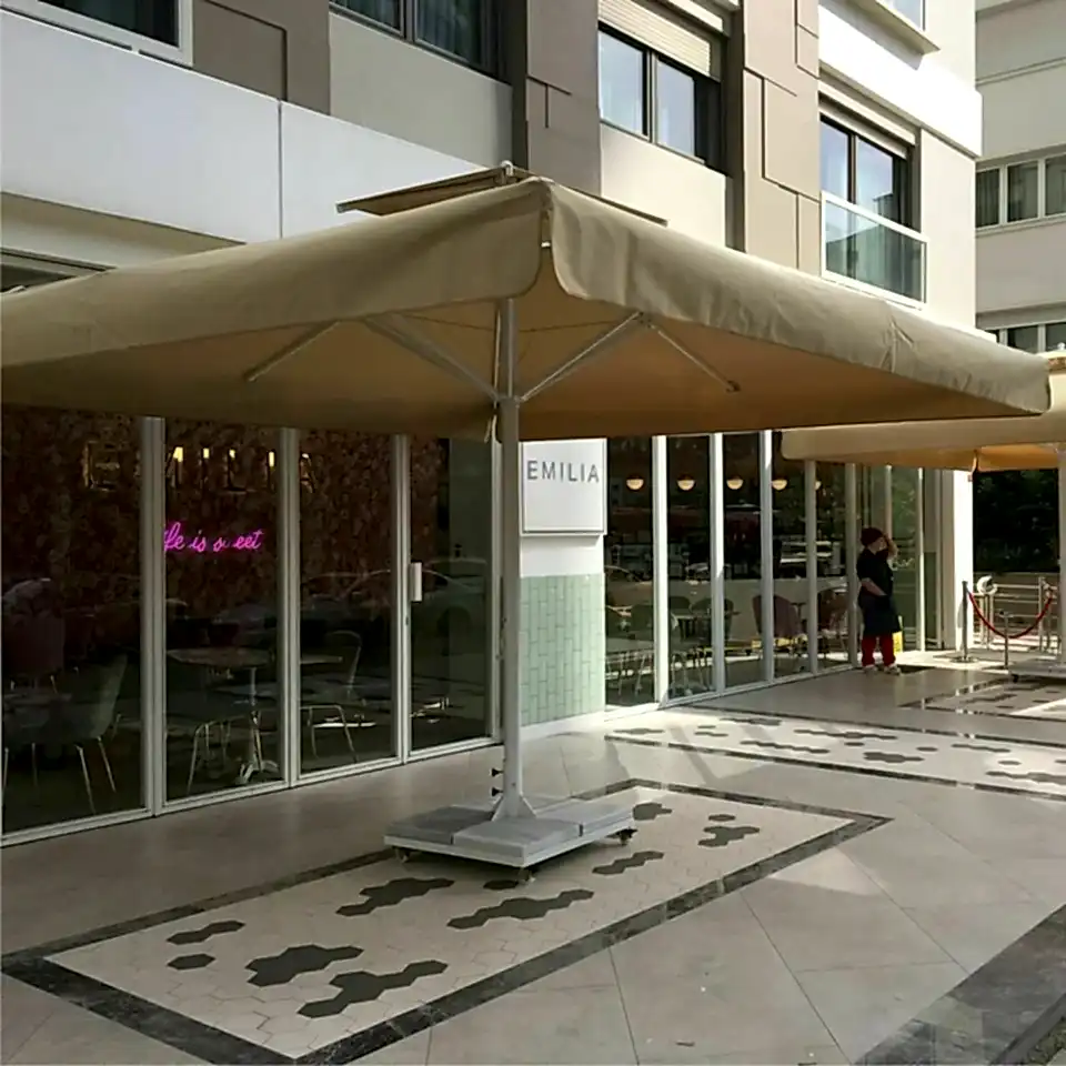 3,5x3,5 Teleskopik Eko Model Şemsiye Saçaklı Polyester Dokuma Kumaş Yeşil