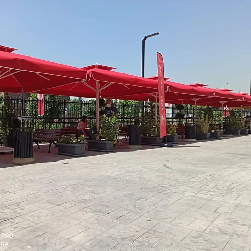 3,5x3,5 Teleskopik Eko Model Şemsiye Saçaklı Polyester Dokuma Kumaş Yeşil