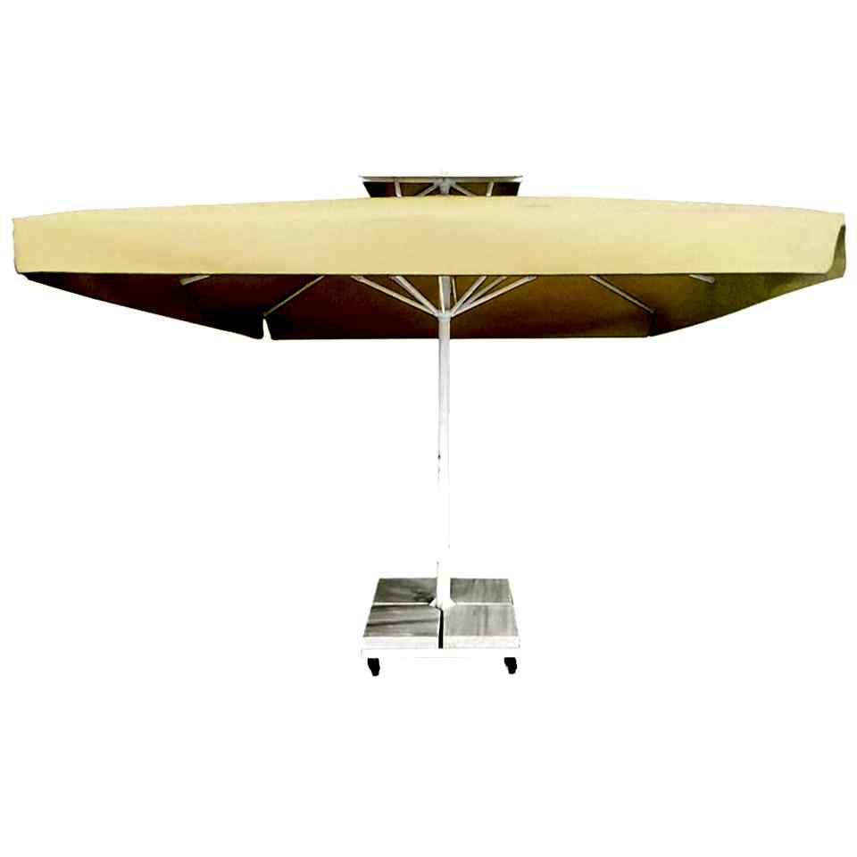 3,5x3,5 Teleskopik Eko Model Şemsiye Saçaklı Polyester Dokuma Kumaş Krem Renk