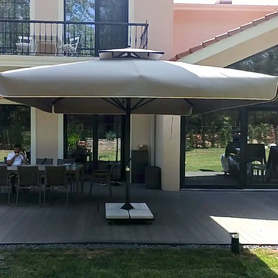 3,5x3,5 Teleskopik Eko Model Şemsiye Saçaklı Polyester Dokuma Bordo