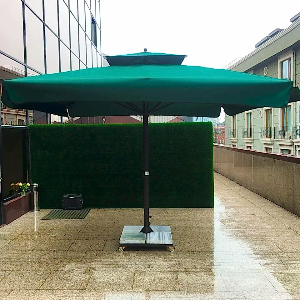 3,5x3,5 Teleskopik Eko Model Şemsiye Saçaklı Polyester Dokuma Bordo