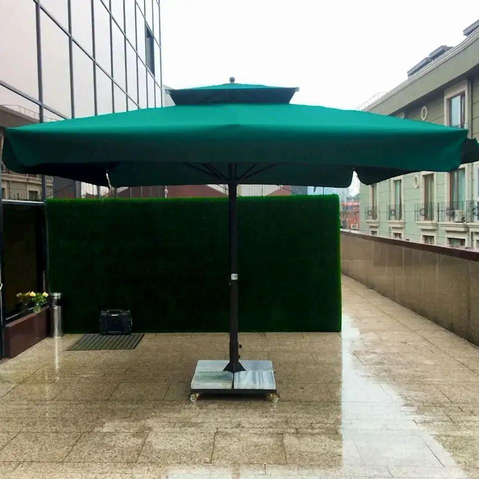 3,5x3,5 Teleskopik Eko Model Şemsiye Saçaklı Akrilik Kumaş Bordo