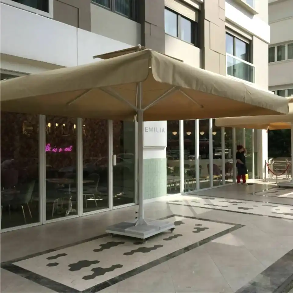 3,5x3,5 Teleskopik Eko Model Şemsiye Saçaklı Akrilik Kumaş Yeşil