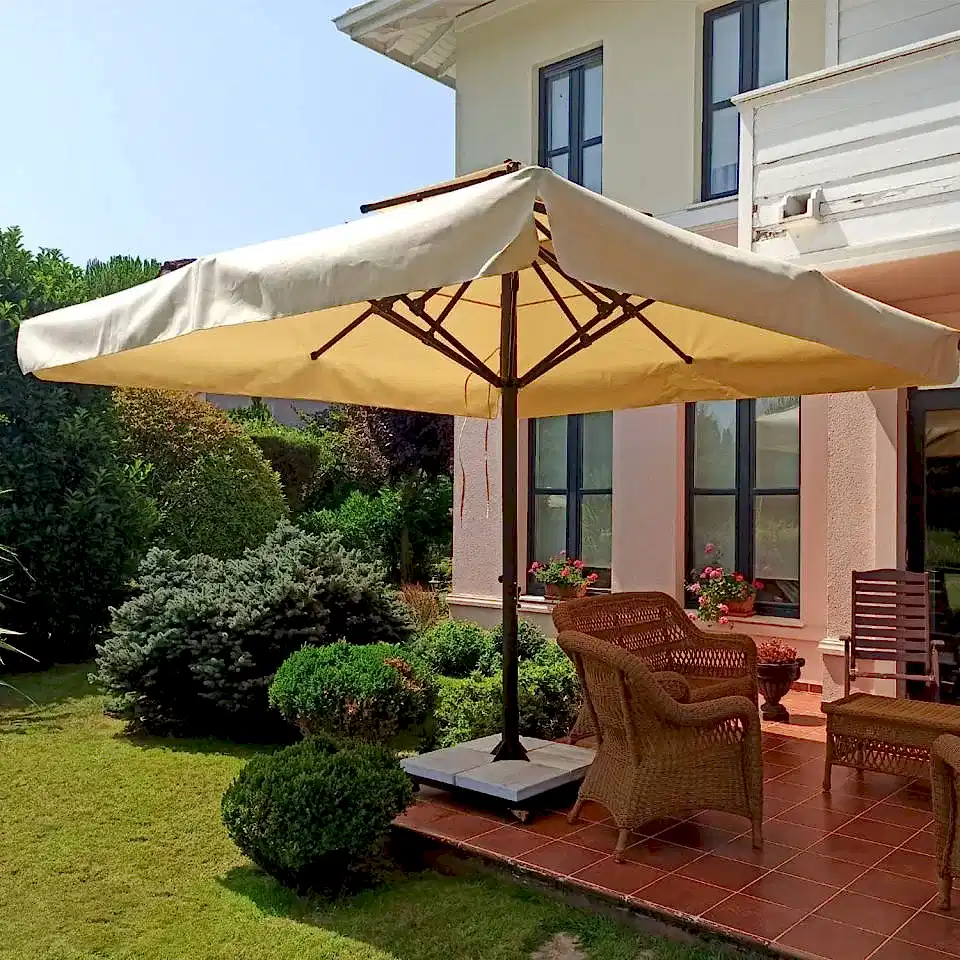 3,5x3,5 Teleskopik Eko Model Şemsiye Saçaklı Akrilik Kumaş Yeşil