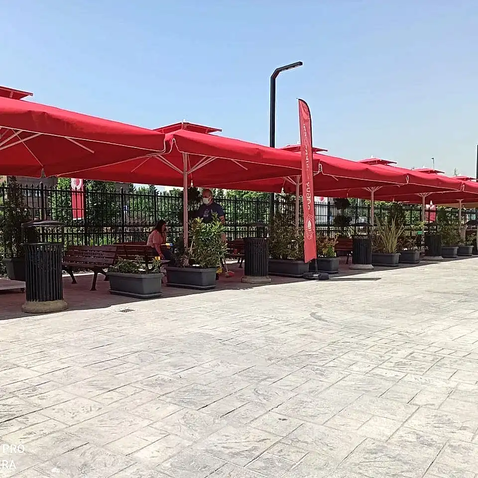 3,5x3,5 Teleskopik Eko Model Şemsiye Saçaklı Akrilik Kumaş Yeşil