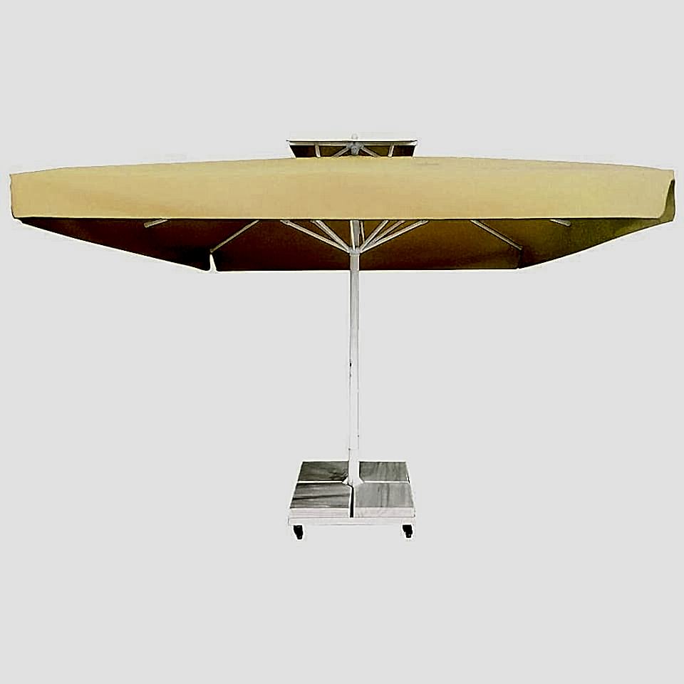 3,5x3,5 Teleskopik Eko Model Şemsiye Saçaklı Akrilik Kumaş Krem Renk