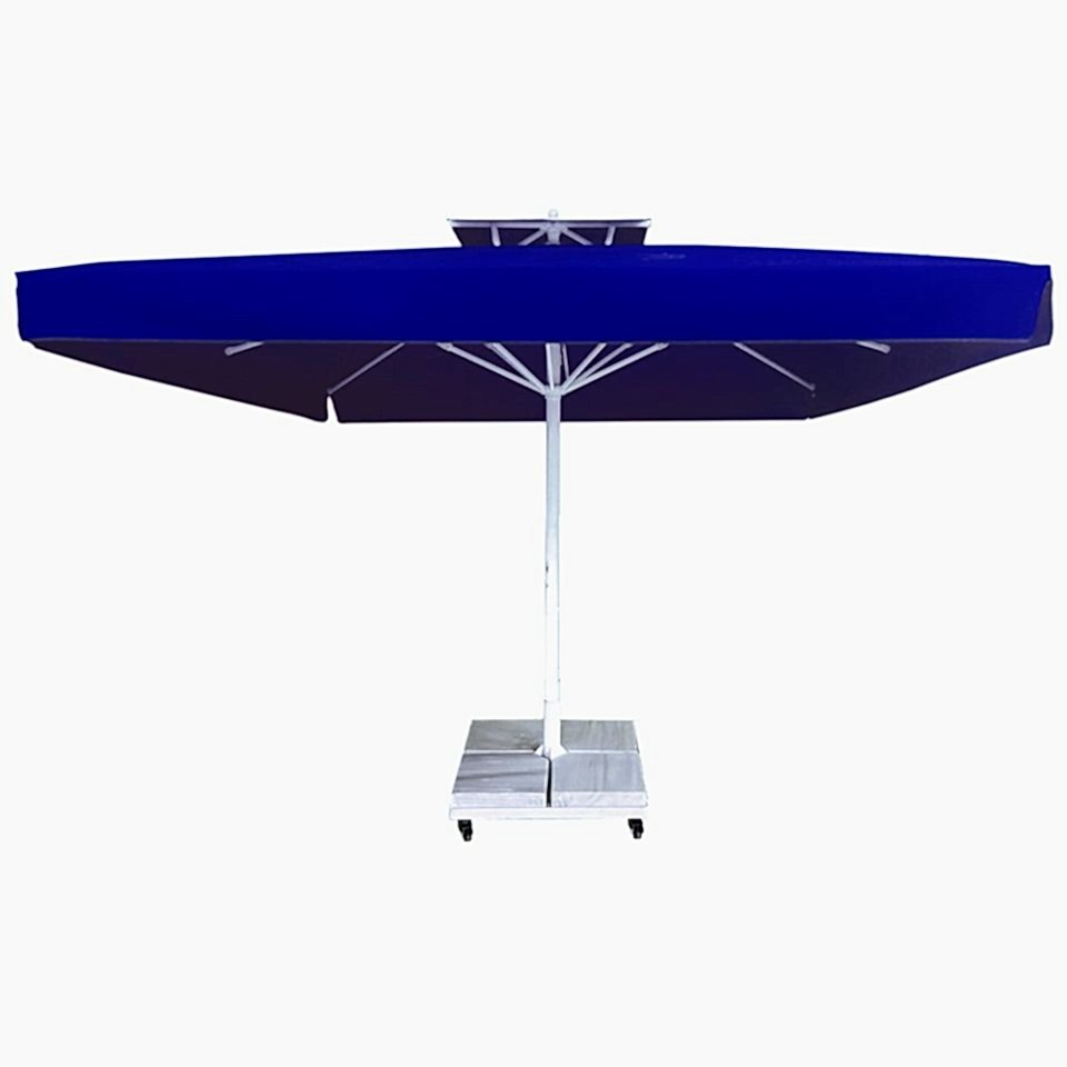 3,5x3,5 Teleskopik Eko Model Şemsiye Saçaklı Akrilik Kumaş Mavi