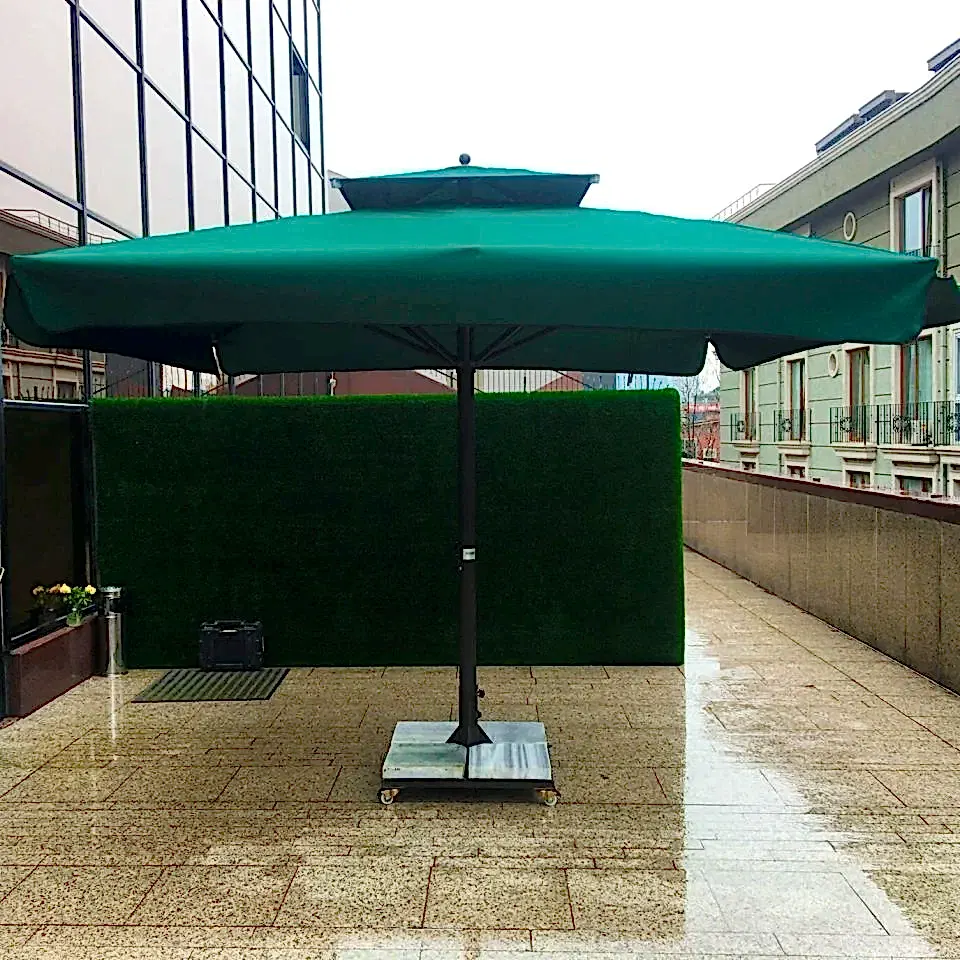 3,5x3,5 Teleskopik Eko Model Şemsiye Saçaklı Akrilik Kumaş Mavi