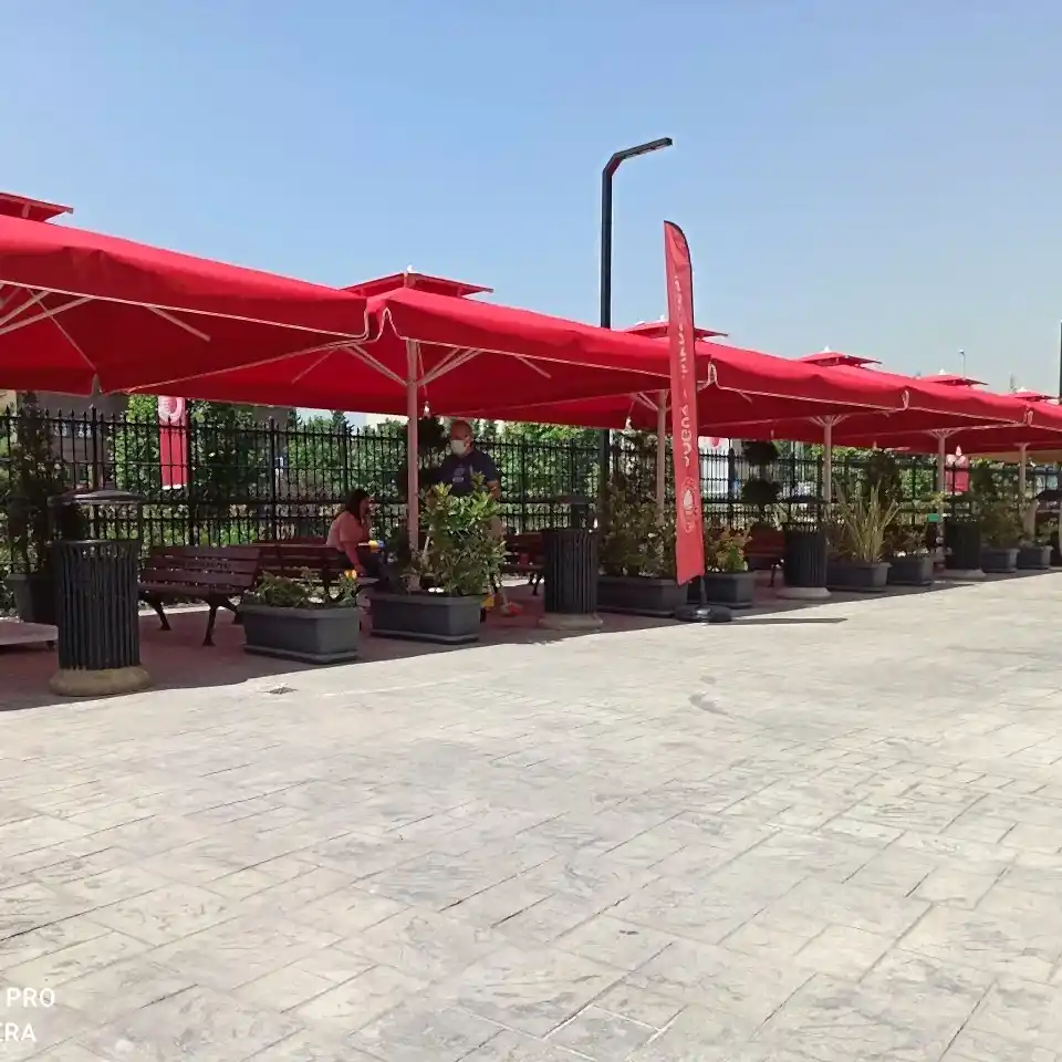 3,5x3,5 Teleskopik Eko Model Şemsiye Saçaklı Akrilik Kumaş Mavi