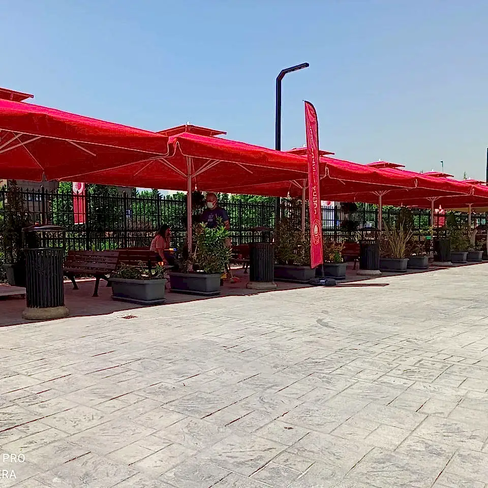 3,5x3,5 Teleskopik Eko Model Şemsiye Saçaklı Akrilik Kumaş Siyah