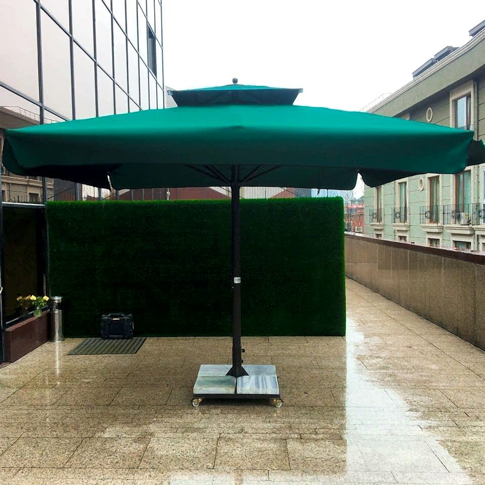 3,5x3,5 Teleskopik Eko Model Şemsiye Saçaksız Polyester Dokuma Yeşil