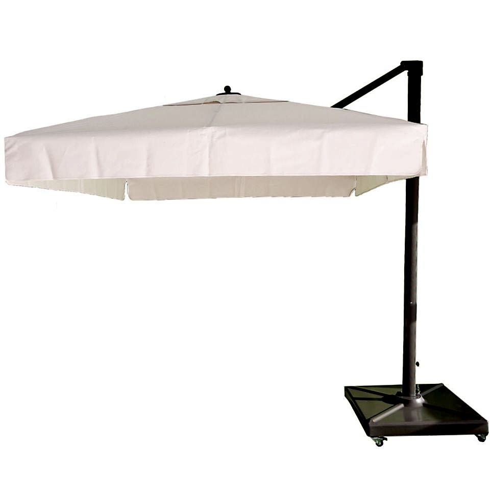 2,5x2,5 Yandan Gövdeli Bahçe Şemsiyesi Saçaklı Akrilik Kumaşlı Krem Renk