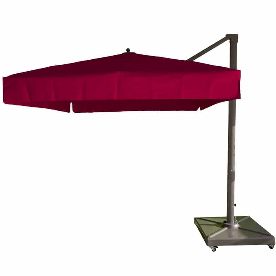 2,5x2,5 Yandan Gövdeli Bahçe Şemsiyesi Saçaklı Polyester Dokuma Kumaşlı Bordo