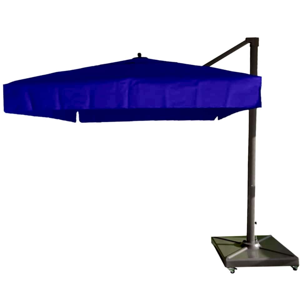 2,5x2,5 Yandan Gövdeli Bahçe Şemsiyesi Saçaklı Polyester Dokuma Kumaşlı Mavi